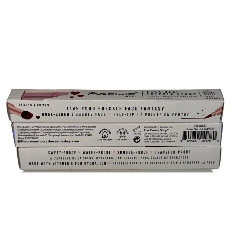 The Creme Shop Faux Freckle Stamp Black Brown Star Heart Eyeliner Set of 3 NEW